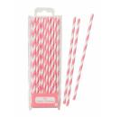 30 Trinkhalme in Rosa/Weiß